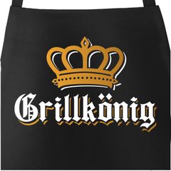 Premium Grill-Schürze für Männer bedruckt Aufschrift Grillkönig Krone Baumwolle Moonworks®