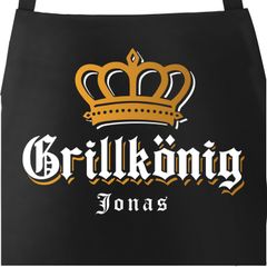 Premium Grill-Schürze für Männer personalisiert mit Namen Aufschrift Grillkönig Krone personalisierbare Grillgeschenke Moonworks®