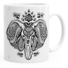 Tasse Mandala Elefant Zentangle glänzend Kaffeetasse Teetasse Keramiktasse Autiga®