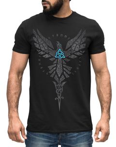 Herren T-Shirt Rabe Munin Raven Odin Valknut Valhalla Wikinger Nordmänner Mythologie Runen Neverless®