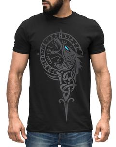 Herren T-Shirt Wikinger Kompass Fenriswolf Fenrir Vegvisir Wolf Asgard Valhalla Neverless®