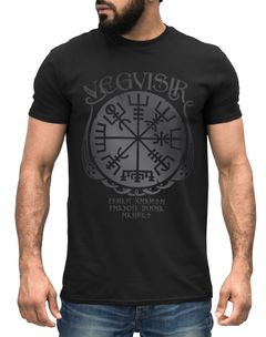 Herren T-Shirt Vegvisir Runenkompass nordischer Kompass Wikinger Nordmänner Mythologie Neverless®