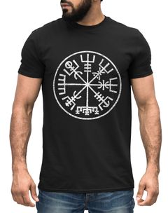 Herren T-Shirt Vegvisir Runenkompass Wikinger Kompass nordische Mythologie Kelten Germanen Neverless®