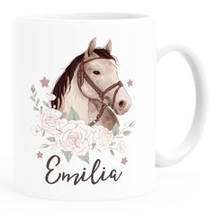 Kindertasse Kunststoff mit Namen personalisiert Pferd Pferdemädchen Geschenk Mädchen Namensgeschenke SpecialMe®
