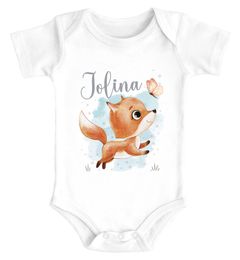 Baby Body mit Namen Tiermotive Bär Hase Fuchs personalisierte Geschenke für Neugeborene kurzarm Bio Baumwolle SpecialMe®