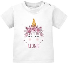 Baby T-Shirt Name Bär Fuchs Einhorn Bedruckt Tiermotive personalisierte Geschenke Junge Mädchen kurzarm Bio-Baumwolle SpecialMe®