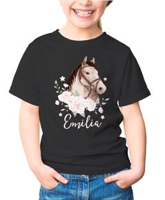 Kinder T-Shirt mit Namen personalisiertPferd Pferdemädchen Geschenk Mädchen Namensgeschenke SpecialMe®
