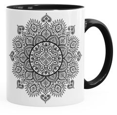 Kaffee-Tasse Mandala Ethno Boho Kaffeetasse Teetasse Keramiktasse mit Innenfarbe Autiga®