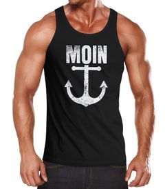 Herren Tank-Top Moin Anker Retro Printshirt T-Shirt Aufdruck Maritim Nordisch Muskelshirt Muscle Shirt Neverless®