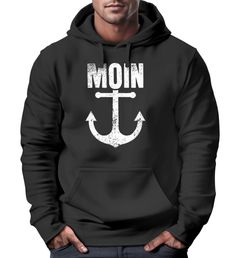 Hoodie Herren Moin Anker Retro Print Aufdruck Maritim Nordisch Kapuzen-Pullover Männer Fashion Streetstyle Neverless®