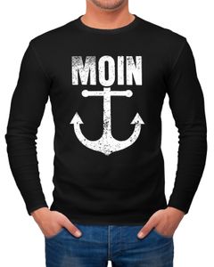 Herren Longsleeve Moin Anker Retro Printshirt T-Shirt Aufdruck Maritim Nordisch Langarm-Shirt Fashion Streetstyle Neverless®