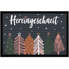 Fußmatte Weihnachten Winter Motiv Hereingeschneit Schneeflocken Sterne rutschfest & waschbar Moonworks®