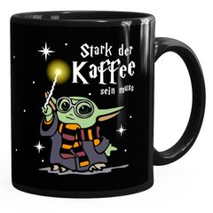 Kaffee-Tasse Baby-Yoda Spruch lustig Stark der Kaffee sein muss Geschenk Kaffeeliebhaber Bürotasse Moonworks®