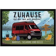 Fußmatte mit Namen personalisert Camping-Bus Familie Zuhause ist da wo wir parken rutschfest & waschbar SpecialMe®