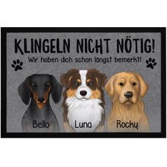 Fußmatte Hunde Geschenk Hundebesitzer personalisiert mit Namen Hunderassen Klingeln nicht nötig rutschfest & waschbar SpecialMe®