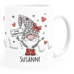 Kaffee-Tasse Frohe Weihnachten Wichtel Weihnachtsmotiv mit Namen persönliche Geschenke SpecialMe®