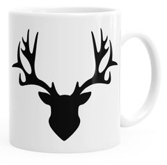 Tasse Hirsch Geweih Kaffeetasse Teetasse Keramiktasse einfarbig Autiga®