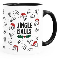 Kaffee-Tasse Jingle Balls Penis Muster Weihnachten Pimmel mit Weihnachtsmütze Bürotasse lustige Geschenke MoonWorks®