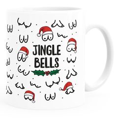 Kaffee-Tasse Jingle Bells Brüste Muster Weihnachten Titten mit Weihnachtsmütze Bürotasse lustige Geschenke MoonWorks®