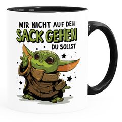 Kaffee-Tasse mit Spruch Mir nicht auf den Sack gehen du sollst Baby Yoda Bürotasse lustige Kaffeebecher MoonWorks® 