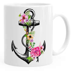Tasse Blumen Anker Flower Anchor Watercolor Kaffeetasse Teetasse Keramiktasse Autiga®