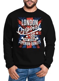 Sweatshirt Herren London Vintage England Großbritannien UK Flagge Rundhals-Pullover Neverless®
