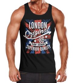 Herren Tank-Top London Vintage England Großbritannien UK Flagge Muskelshirt Muscle Shirt Neverless®