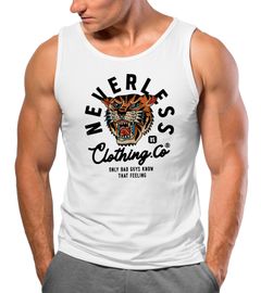 Herren Tank-Top Tiger Print Motiv Schrift Retro Vintage Style Fashion Streetstyle Muskelshirt Neverless®