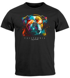 Herren T-Shirt Print California Bulldog Musik Kunst Motiv DJ Fashion Aufdruck Streetstyle Neverless®