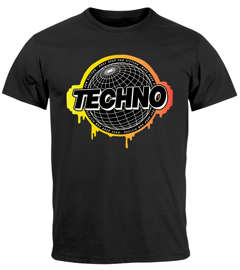 Herren T-Shirt Techno World Design Print Aufdruck Musik Elektronisch Fashion Streetstyle Neverless®
