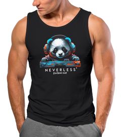Herren Tank-Top Panda Bär Aufdruck Tiermotiv Musik Techo Print Fashion Streetstyle Muskelshirt Muscle Shirt Neverless®