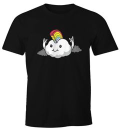 Herren T-Shirt Irokesen Regenbogen Wolke Rainbow Cloud Emoticon Fun-Shirt Moonworks®