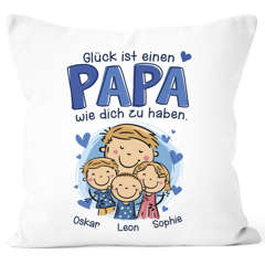 Kissen-Bezug Glück ist einen Papa Opa wie dich zu haben mit Namen und Figuren personalisiert Geschenk von Kindern SpecialMe®