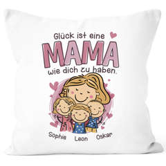 Kissen-Bezug Glück ist eine Mama Oma wie dich zu haben mit Namen und Figuren personalisiert Geschenk von KindernSpecialMe®