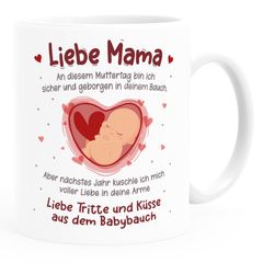 Kaffee-Tasse Liebe Grüße aus dem Babybauch Spruch Schwanger Geschenk Schwangerschaft - für werdende Mama zum Muttertag SpecialMe®