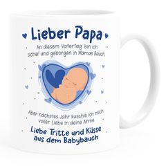 Kaffee-Tasse Liebe Grüße aus dem Babybauch Spruch Schwangerschaft verkünden - Geschenk für werdende Papas SpecialMe®