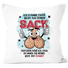 Kissen-Bezug Geschenk für Bonus-Papa zum Vatertag Spruch lustig Stiefvater Ich stamme zwar nicht aus deinem Sack Moonworks®