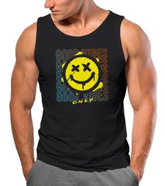 Herren Tank-Top Smiling Face Good Vibes Print Aufdruck Bedruckt Teachwear Streetstyle Muskelshirt Neverless®