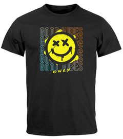 Herren T-Shirt Smiling Face Good Vibes Print Aufdruck Bedruckt Teachwear Fashion Streetstyle Neverless®