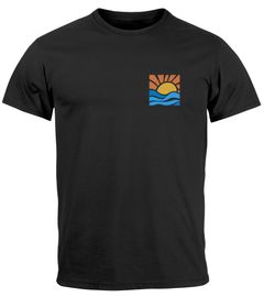 Herren T-Shirt Logo Print Sommer Sonne Welle Strand Beach Style Fashion Streetstyle Neverless®