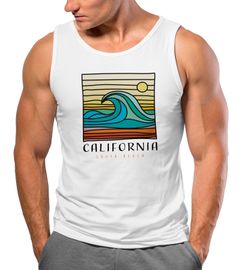 Herren Tank-Top California South Beach Welle Wave Surfing Print Aufdruc Muskelshirt Neverless®