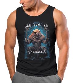 Herren Tank-Top Shirt Frontprint See you in Valhalla Wikinger Krieger Nordmänner Mythologie  Muscle Shirt Neverless®