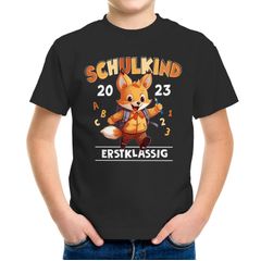 Kinder T-Shirt Jungen Schulkind 2023 Erstklassig Fuchs ABC Geschenk zur Einschulung Grundschule Moonworks®