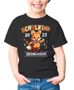 Kinder T-Shirt Mädchen Schulkind 2023 Erstklassig Fuchs ABC Geschenk zur Einschulung Moonworks®