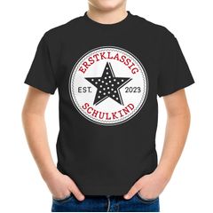 Kinder Jungen T-Shirt Einschulung Stern Aufschrift Erstklassig Schulkind Jahreszahl Schulanfang Moonworks®