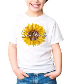 Kinder Mädchen T-Shirt Schulanfang Sonnenblume Schulkind Wunschname Geschenkidee 1. Schultag SpecialMe®