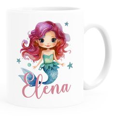 Kindertasse Kunststoff personalisiert mit Namen Meerjungfrau Marmaid individuelle Geschenke für Mädchen SpecialMe®