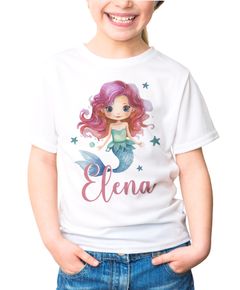 Kinder T-Shirt Mädchen Meerjungfrau personalisiert mit Name Geschenk für Mädchen SpecialMe®
