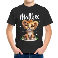 Kinder T-Shirt Jungen Name kleiner Löwe Tiermotiv personalisiert Namensgeschenke SpecialMe®