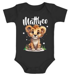 Baby Body mit Namen personalisierbar kleiner Löwe Tiermotiv Namensgeschenke Geburt Bio Baumwolle SpecialMe®